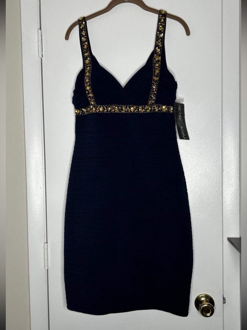 BNWT Betsy Adams Blue Formal Jeweled Cocktail Dress
